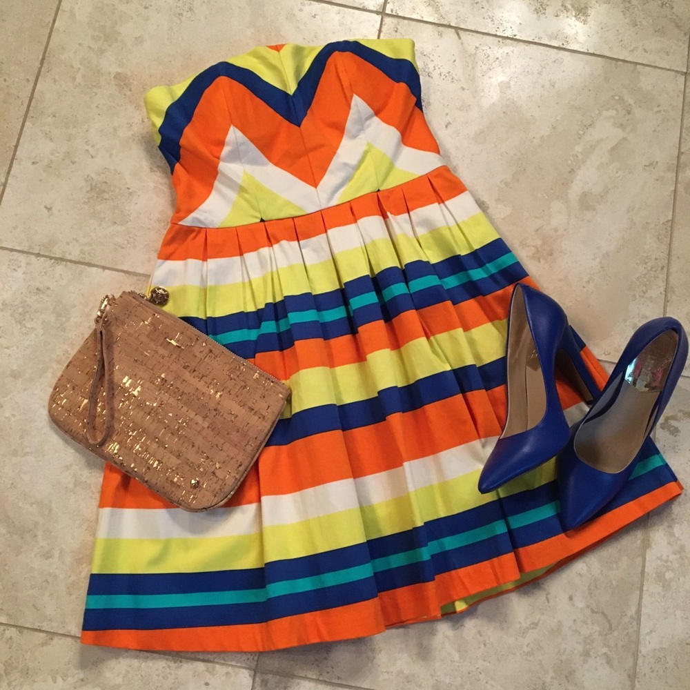 Colorful strapless sundress from Anthropologie